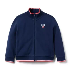 Janie and Jack Sweaters & Sweatshirts|Jackets & Coats-Embroidered USA Pique Jacket merchant marine