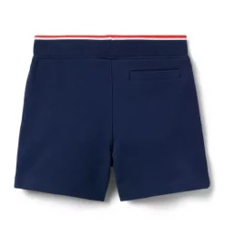 Janie and Jack Shorts-Embroidered USA Pique Short merchant marine