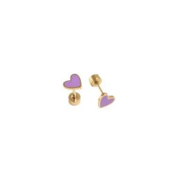 Janie and Jack Kids Accessories|Jewelry-Enamel Heart Stud Earrings purple