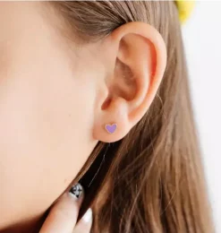 Janie and Jack Kids Accessories|Jewelry-Enamel Heart Stud Earrings purple