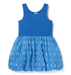 Janie and Jack Dresses-Eyelet Bubble Hem Dress surf blue