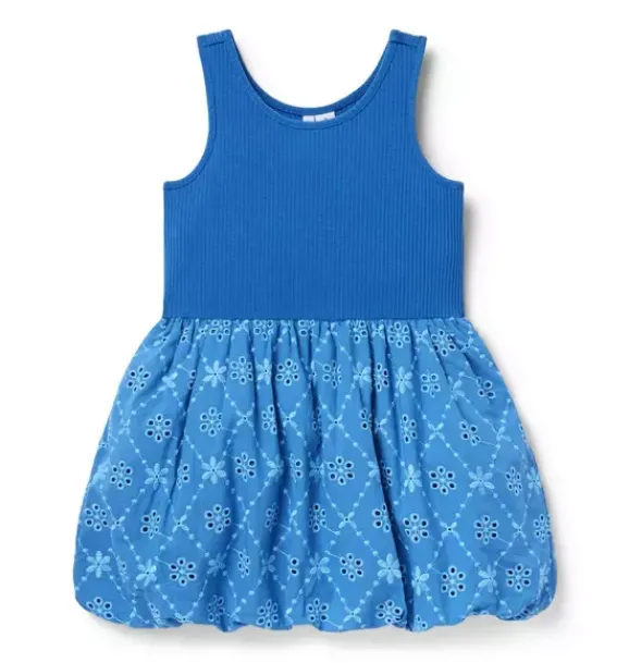 Janie and Jack Dresses-Eyelet Bubble Hem Dress surf blue