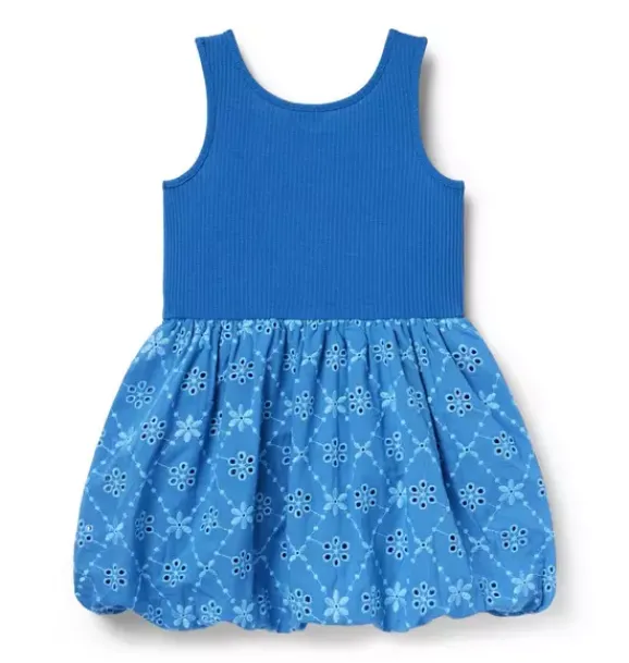 Janie and Jack Dresses-Eyelet Bubble Hem Dress surf blue