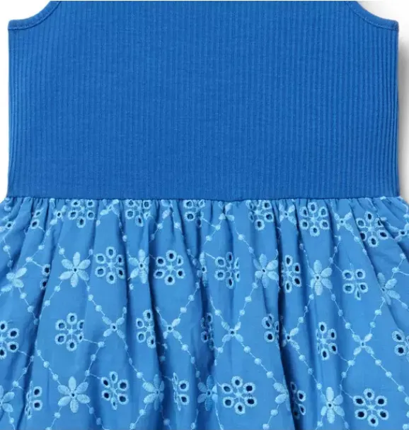Janie and Jack Dresses-Eyelet Bubble Hem Dress surf blue