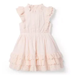 Janie and Jack Dresses-Eyelet Ruffle Party Dress light pink