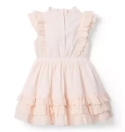 Janie and Jack Dresses-Eyelet Ruffle Party Dress light pink