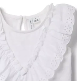 Janie and Jack Sleeveless Tops-Eyelet Ruffle Top white