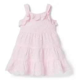 Janie and Jack Dresses-Eyelet Tiered Party Dress pale blush