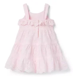 Janie and Jack Dresses-Eyelet Tiered Party Dress pale blush