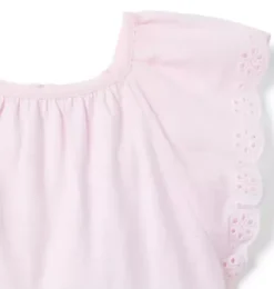 Janie and Jack Short Sleeve Tops-Eyelet Trim Top light pink