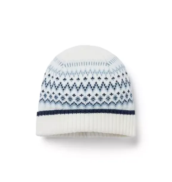 Janie and Jack Hats & Gloves-Fair Isle Beanie pale blue fair isle