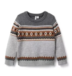 Janie and Jack Sweaters & Sweatshirts-Fair Isle Sweater classic grey fair isle