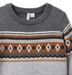 Janie and Jack Sweaters & Sweatshirts-Fair Isle Sweater classic grey fair isle