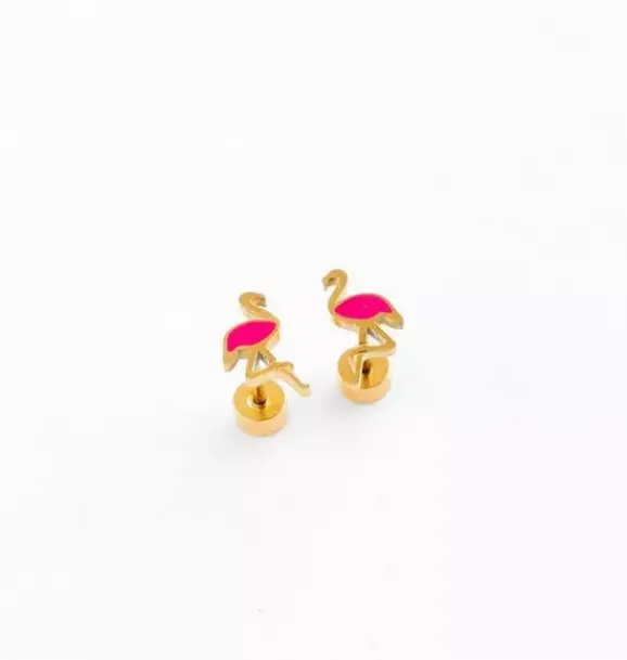 Janie and Jack Jewelry|Kids Accessories-Flamingo Stud Earring pink