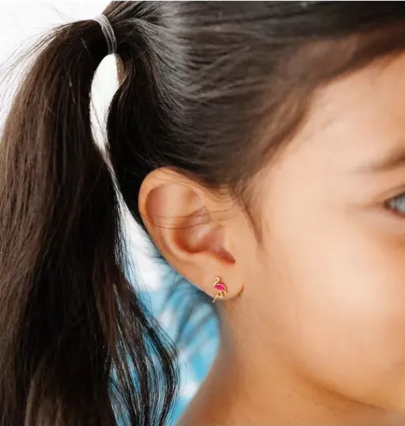 Janie and Jack Jewelry|Kids Accessories-Flamingo Stud Earring pink