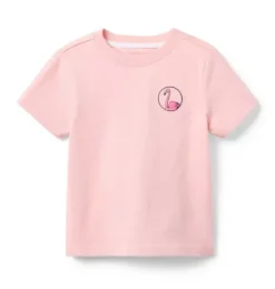 Janie and Jack Tees-Flamingo Tee strawberry milk