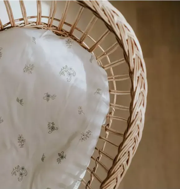 Janie and Jack Sheets|Nursery-Fleur + Stripe Crib Sheet - ivory
