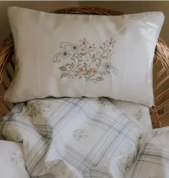 Janie and Jack Bedding Basics-Fleur + Stripe Toddler Pillow Set - ivory