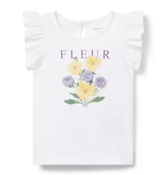 Janie and Jack Sleeveless Tops-Fleur Ruffle Sleeve Tee white