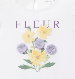 Janie and Jack Sleeveless Tops-Fleur Ruffle Sleeve Tee white