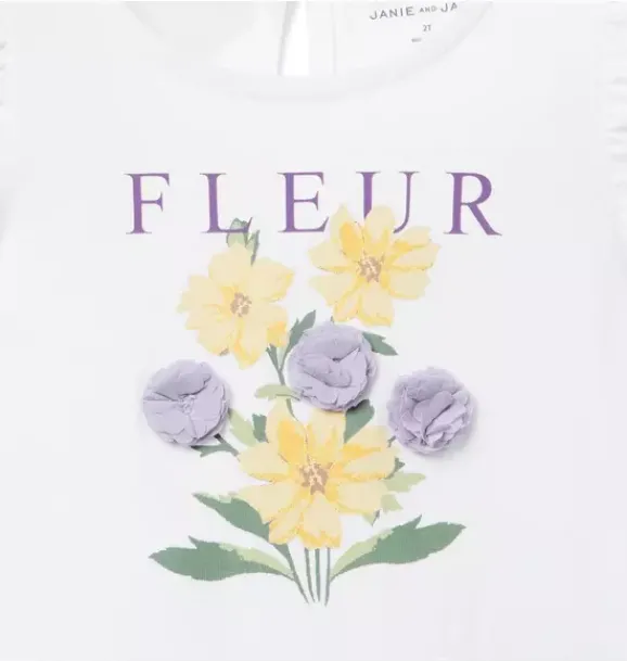 Janie and Jack Sleeveless Tops-Fleur Ruffle Sleeve Tee white