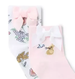 Janie and Jack Socks & Tights-Floral And Bunny Sock 2-Pack white floral and pale pink bunny