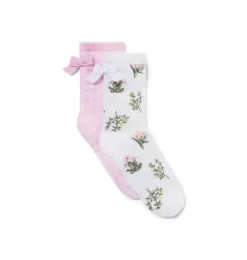 Janie and Jack Socks & Tights-Floral and Gingham Sock 2-Pack jet ivory floral and periwinkle pink gingham