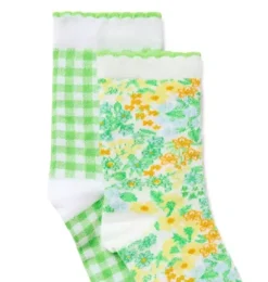 Janie and Jack Socks & Tights-Floral And Gingham Sock 2-Pack spring green