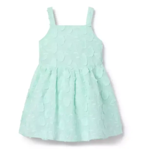 Janie and Jack Dresses-Floral Appliqué Dress light aqua