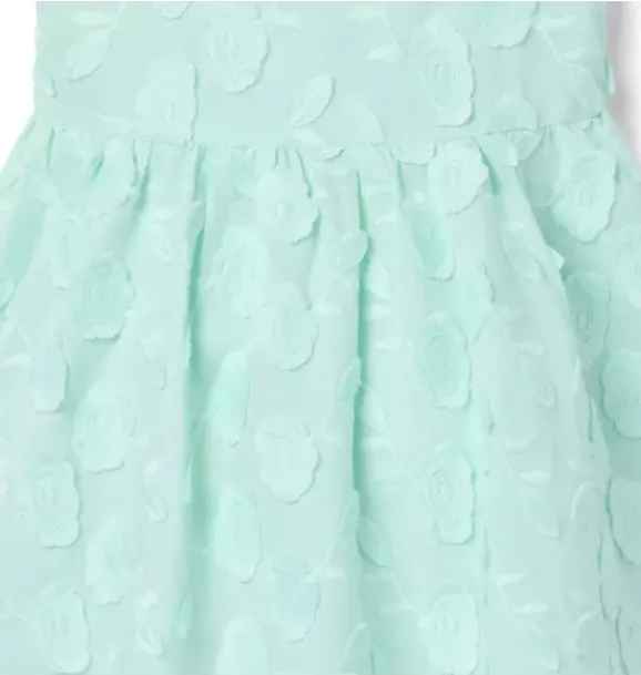 Janie and Jack Dresses-Floral Appliqué Dress light aqua
