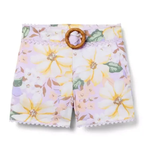 Janie and Jack Matching Sets|Skirts & Shorts-Floral Belt Short lavish lilac floral