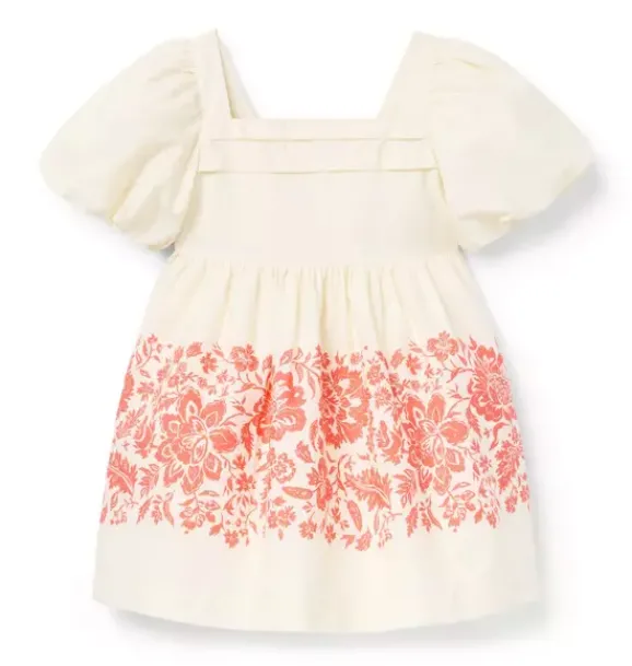 Janie and Jack Dresses-Floral Border Puff Sleeve Dress freshwater pearl