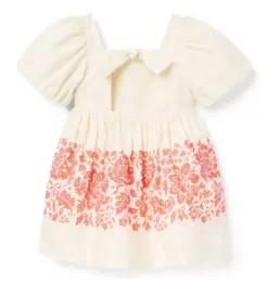 Janie and Jack Dresses-Floral Border Puff Sleeve Dress freshwater pearl