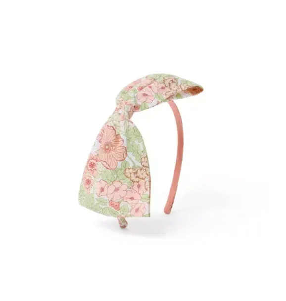 Janie and Jack Hair|Swim Outfits-Floral Bow Headband rosy coral floral