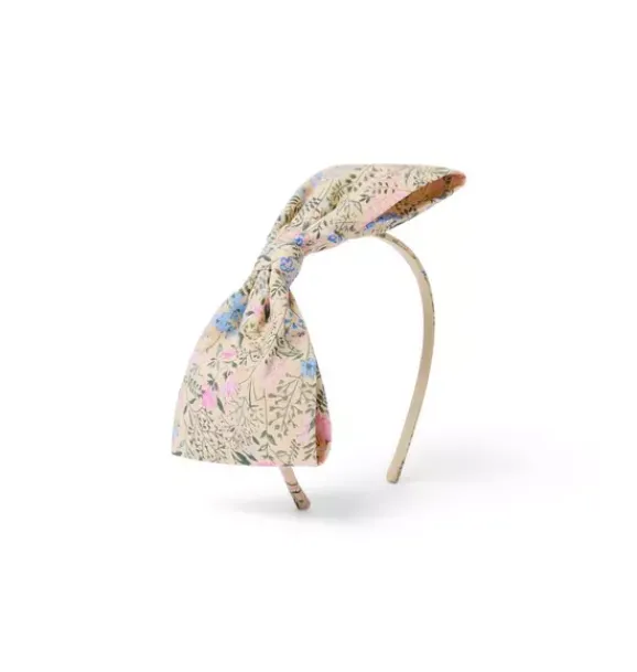 Janie and Jack Hair-Floral Bow Headband oat biscuit floral