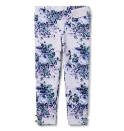 Janie and Jack Pants-Floral Button Cuff Ponte Pant lilac floral
