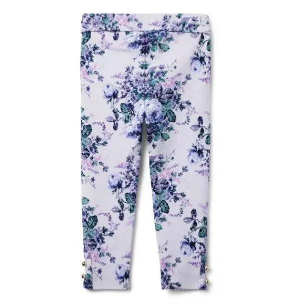 Janie and Jack Pants-Floral Button Cuff Ponte Pant lilac floral