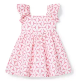 Janie and Jack Dresses-Floral Eyelet Flutter Sleeve Dress blooming pink floral