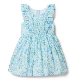 Janie and Jack Dresses-Floral Flutter Sleeve Dress white floral