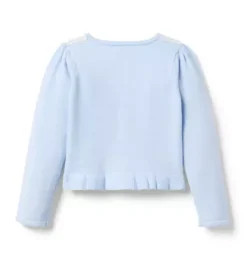 Janie and Jack Sweaters & Sweatshirts|Matching Sets-Floral Lace Collar Cardigan light blue