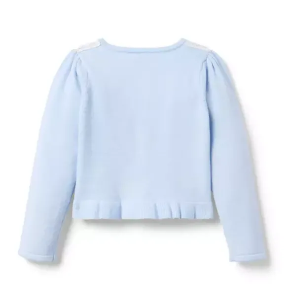 Janie and Jack Sweaters & Sweatshirts|Matching Sets-Floral Lace Collar Cardigan light blue