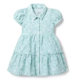 Janie and Jack Dresses-Floral Lace Collared Dress soft turquoise floral