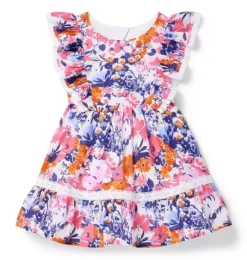 Janie and Jack Dresses-Floral Lace Trim Dress white floral