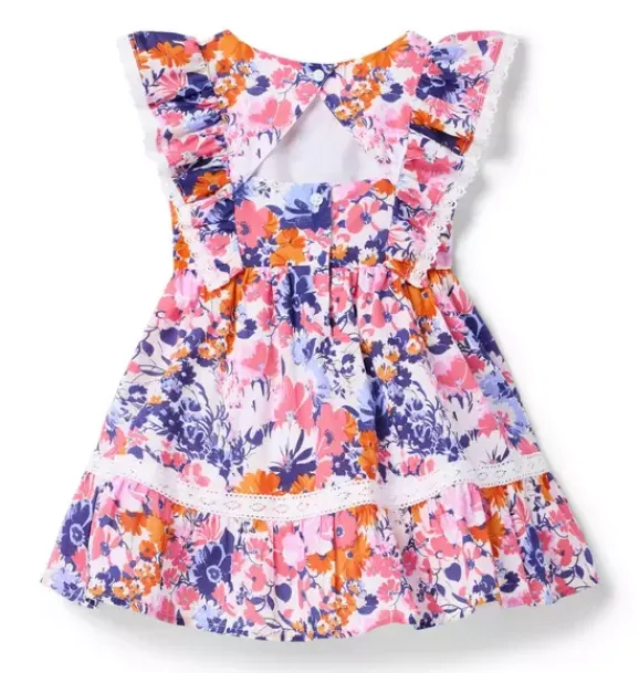 Janie and Jack Dresses-Floral Lace Trim Dress white floral