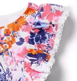Janie and Jack Dresses-Floral Lace Trim Dress white floral