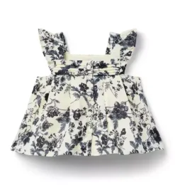 Janie and Jack Matching Sets|Sleeveless Tops-Floral Pleated Top freshwater pearl floral