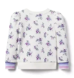 Janie and Jack Sweaters & Sweatshirts-Floral Puff Sleeve Sweatshirt white floral