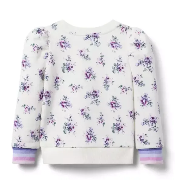 Janie and Jack Sweaters & Sweatshirts-Floral Puff Sleeve Sweatshirt white floral
