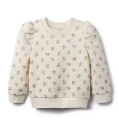 Janie and Jack Sweaters & Sweatshirts|Matching Sets-Floral Quilted Sweatshirt seashell ecru floral