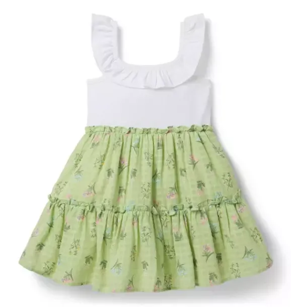 Janie and Jack Dresses-Floral Ruffle Dress green fields floral